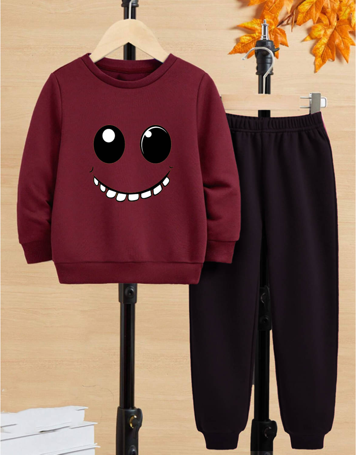    			GOFOKO Pack of 1 Boys Cotton T-Shirt & Pants Set ( Maroon )