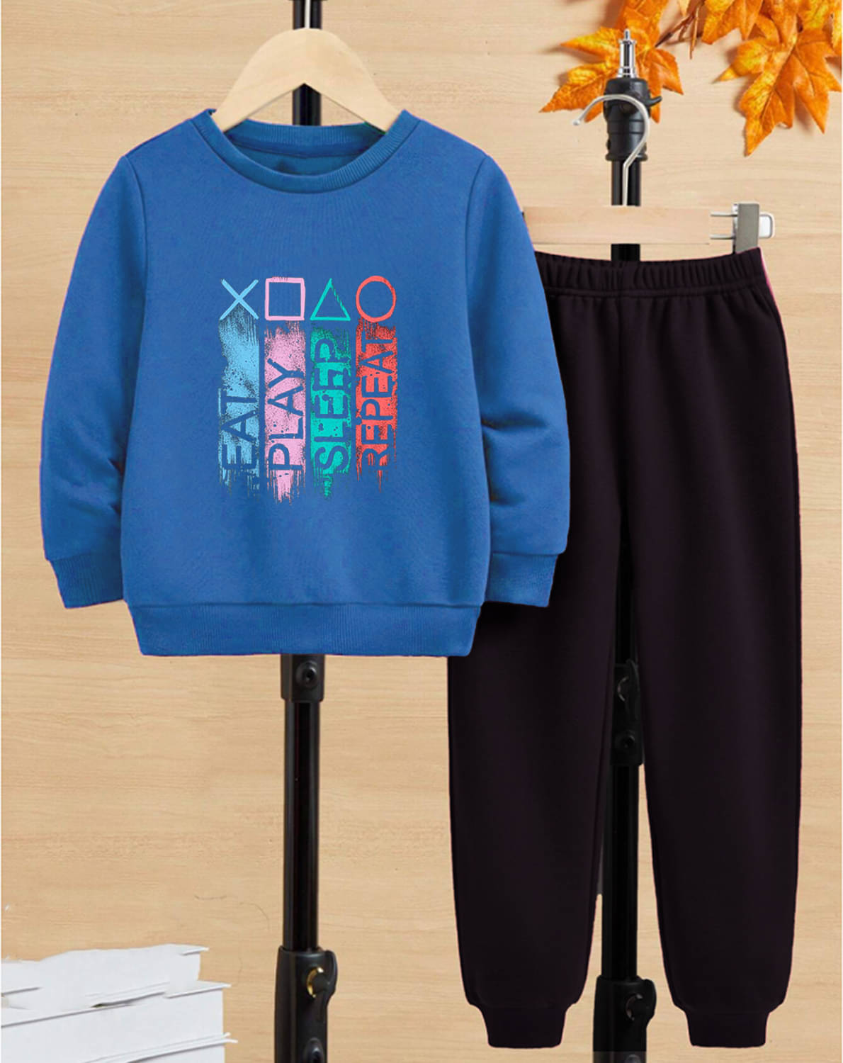     			GOFOKO Pack of 1 Boys Cotton T-Shirt & Pants Set ( Blue )