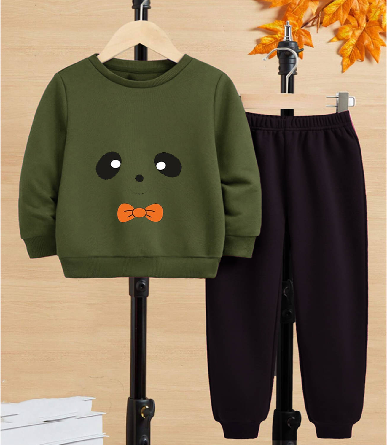     			GOFOKO Pack of 1 Boys Cotton T-Shirt & Pants Set ( Olive )