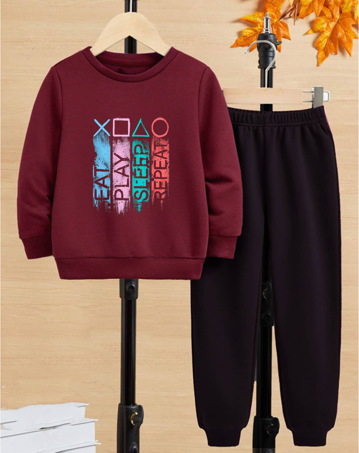     			GOFOKO Pack of 1 Boys Cotton T-Shirt & Pants Set ( Maroon )