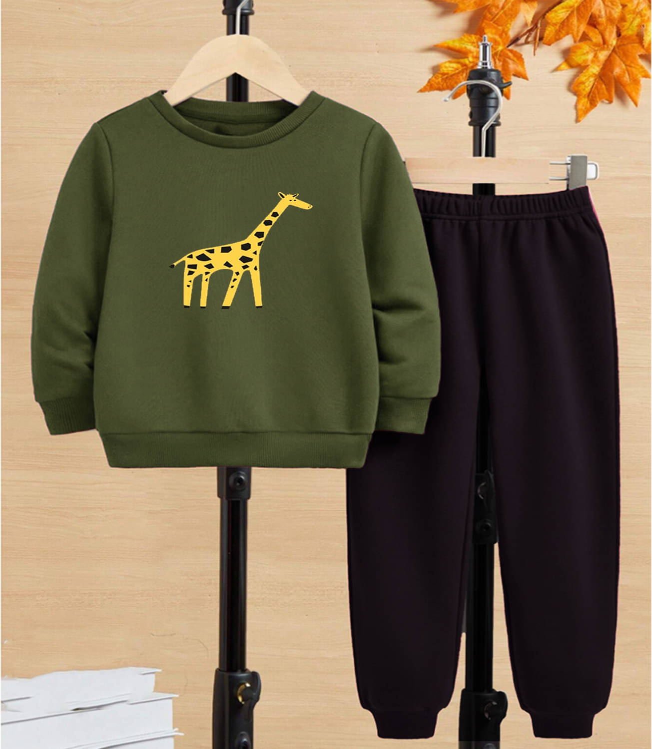     			GOFOKO Pack of 1 Boys Cotton T-Shirt & Pants Set ( Olive )