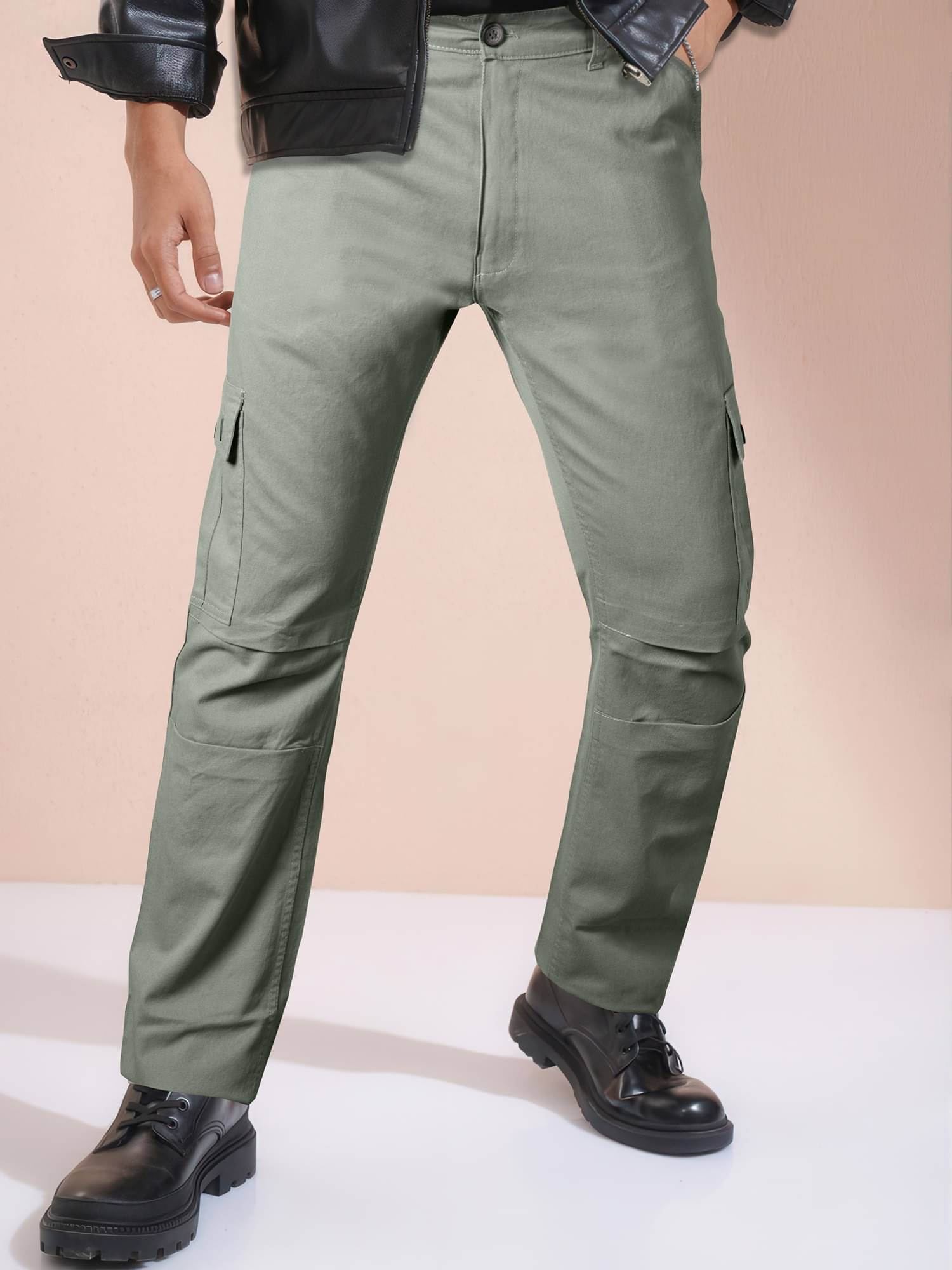     			JB JUST BLACK Regular Flat Men's Cargos - Grey ( Pack of 1 )