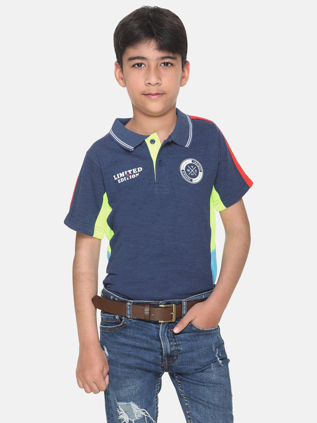     			Kepa Pack of 3 Boys Cotton Blend T-Shirt ( Navy Blue )