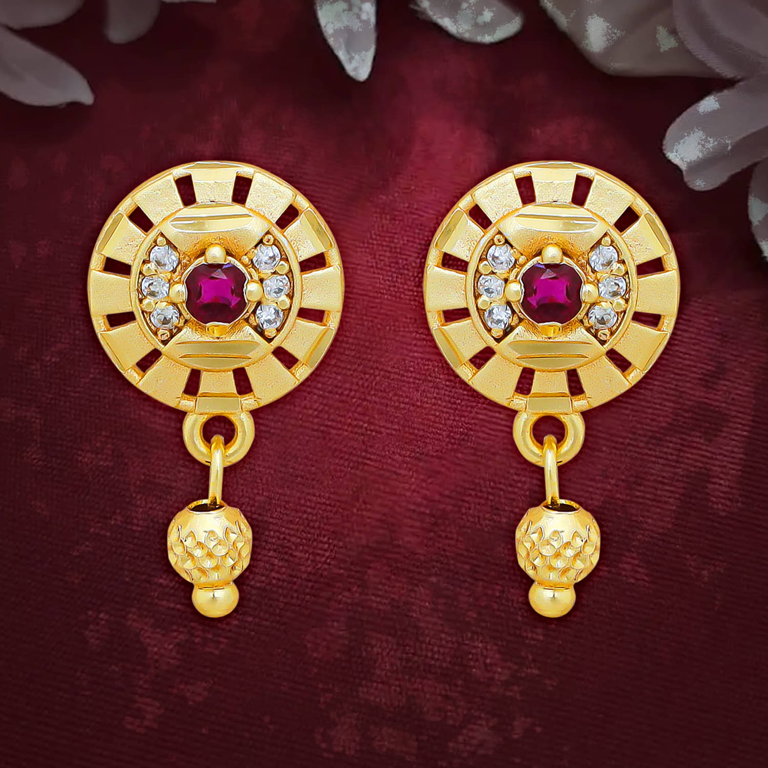     			LUV FASHION Golden Stud Earrings ( Pack of 1 )