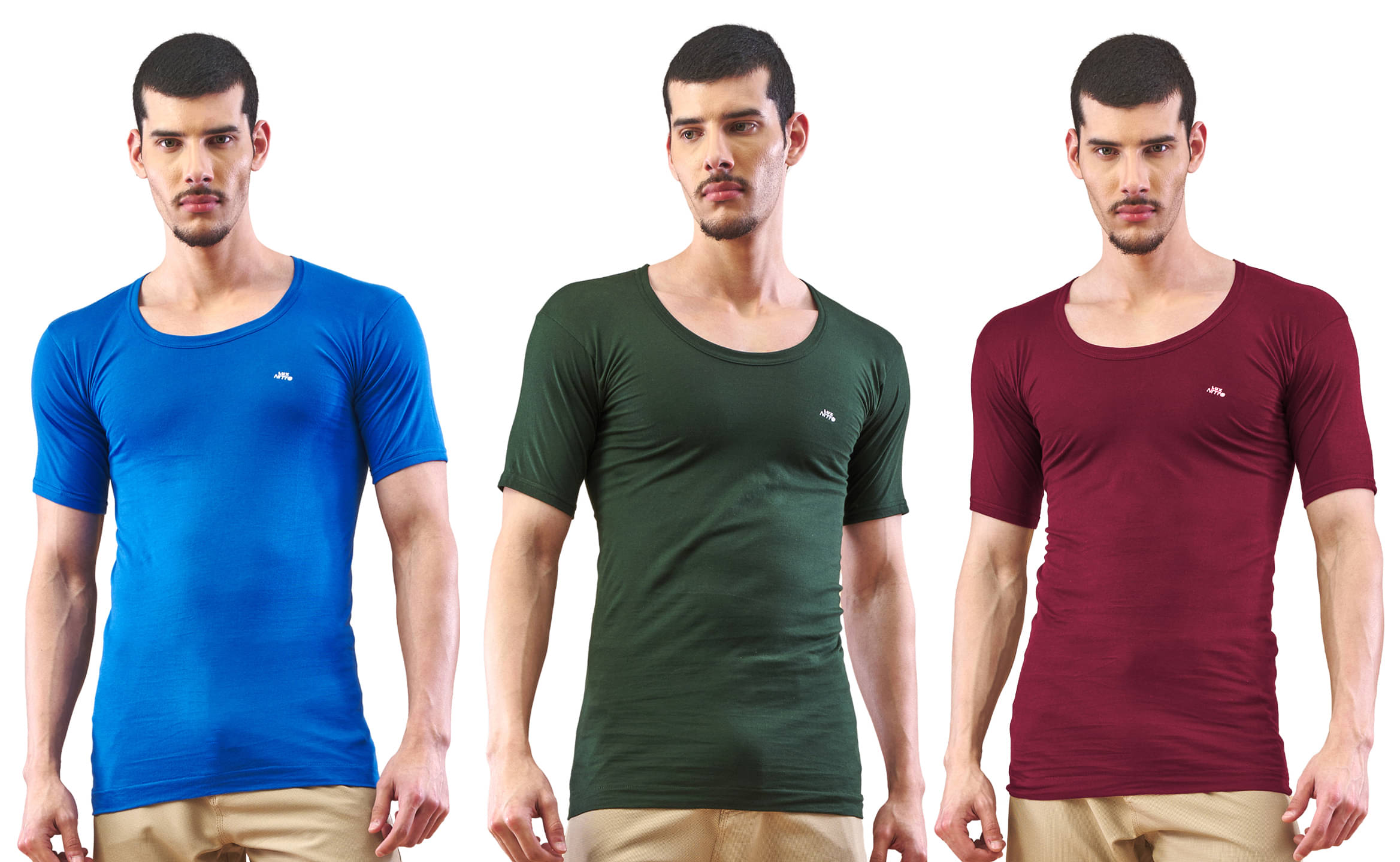 Lux Nitro Pack of 3 Cotton Basic Vest For Men ( Multicolor )     			Lux Nitro Pack of 3 Cotton Basic Vest For Men ( Multicolor )