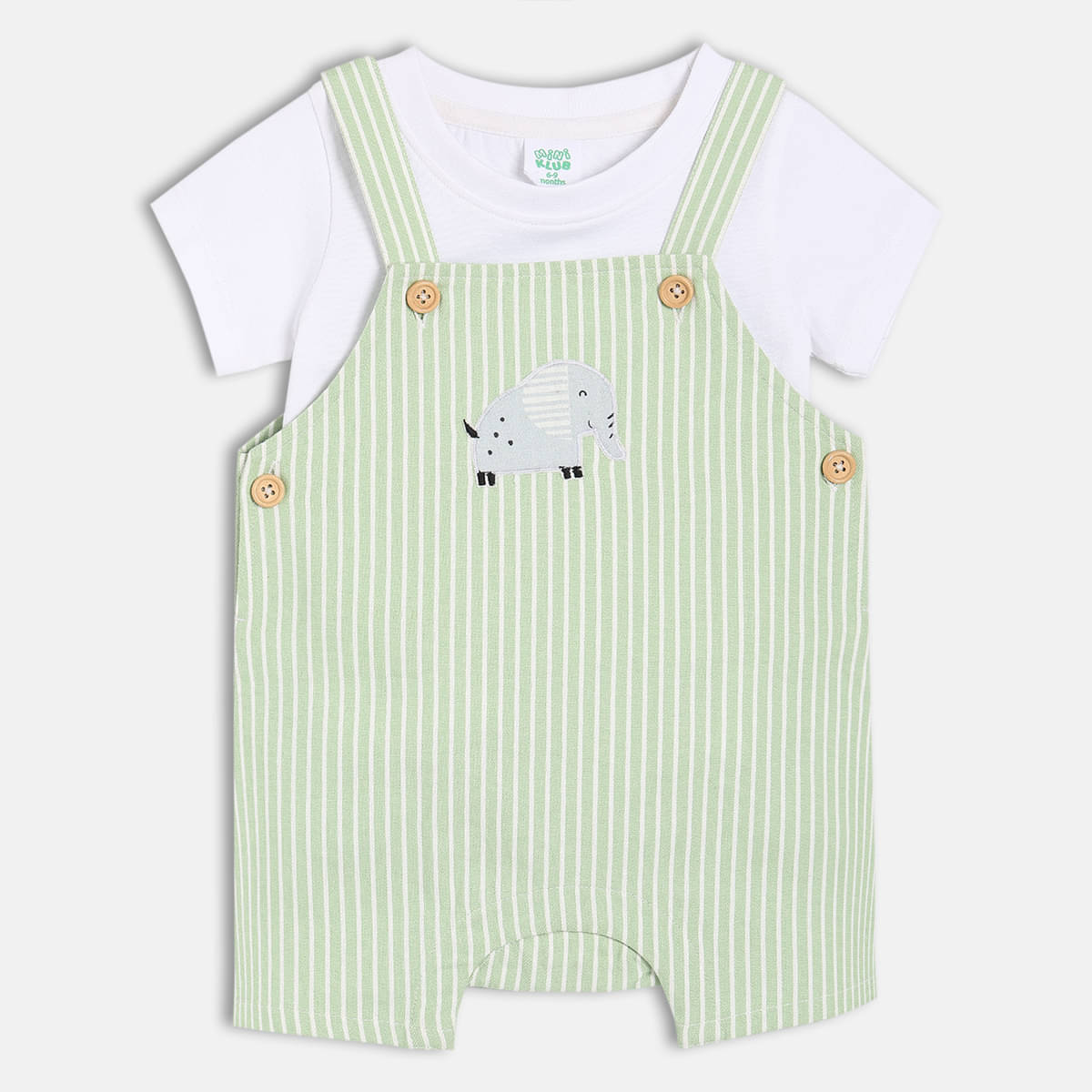     			MINI KLUB Pack of 1 Baby Boys Cotton Dungaree Sets ( White )