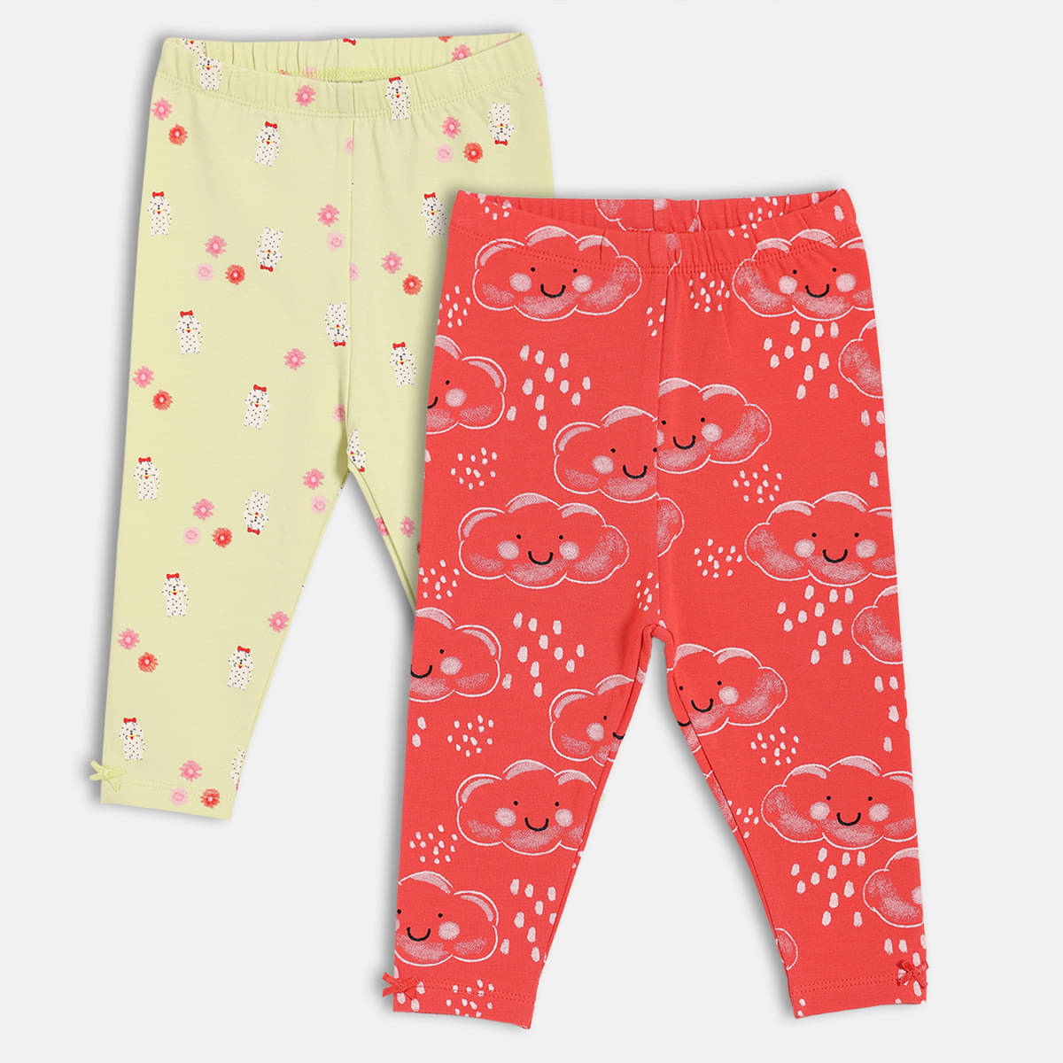     			MINI KLUB Pack of 2 Baby Girls Cotton Legging ( Multicolor )