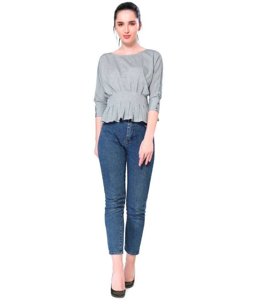     			Mantra Fashion Women's Blue Solid Boat Neck Peplum Top ( Pack of 1 )