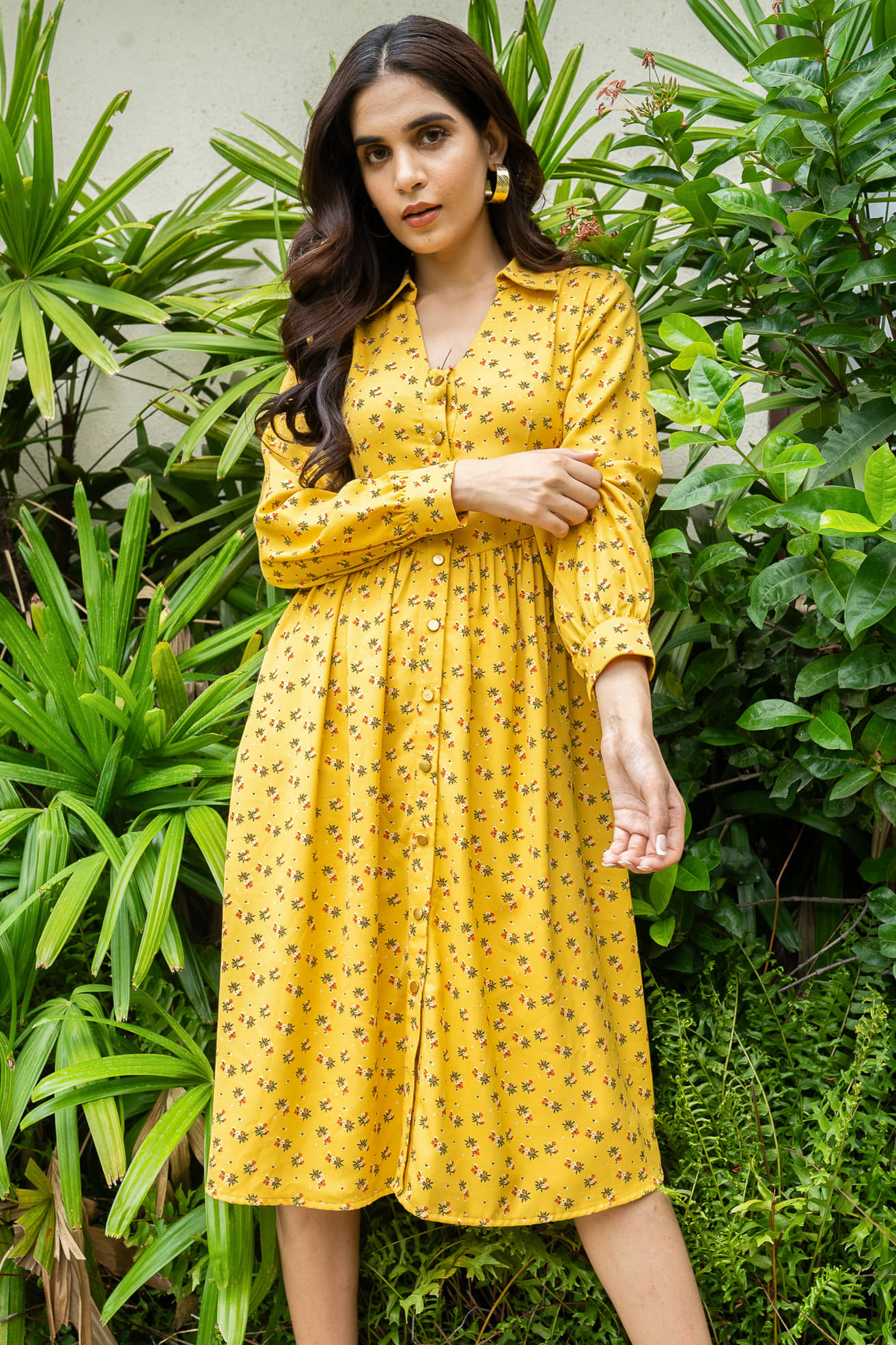 Mantra Fashion Women Polyester Printed A-line Dress ( Yellow )