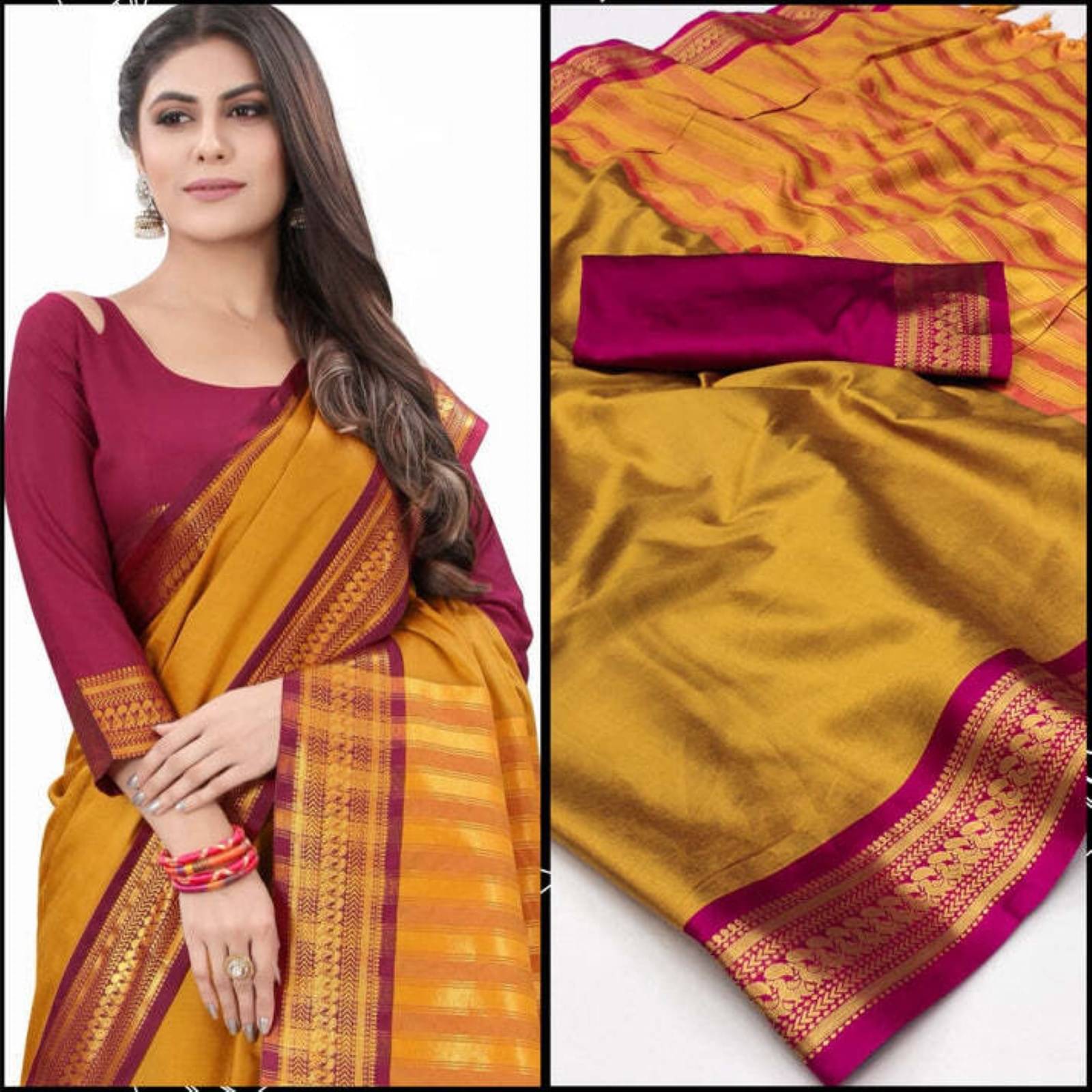     			octa apparel Jacquard Embroidered Saree With Unstitched Blouse Piece ( Multicolor )