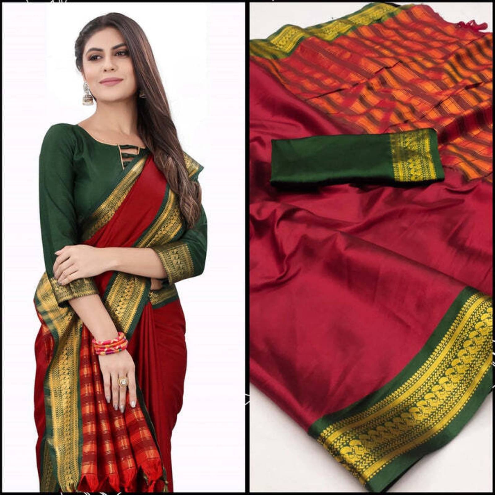     			octa apparel Jacquard Embroidered Saree With Unstitched Blouse Piece ( Multicolor )