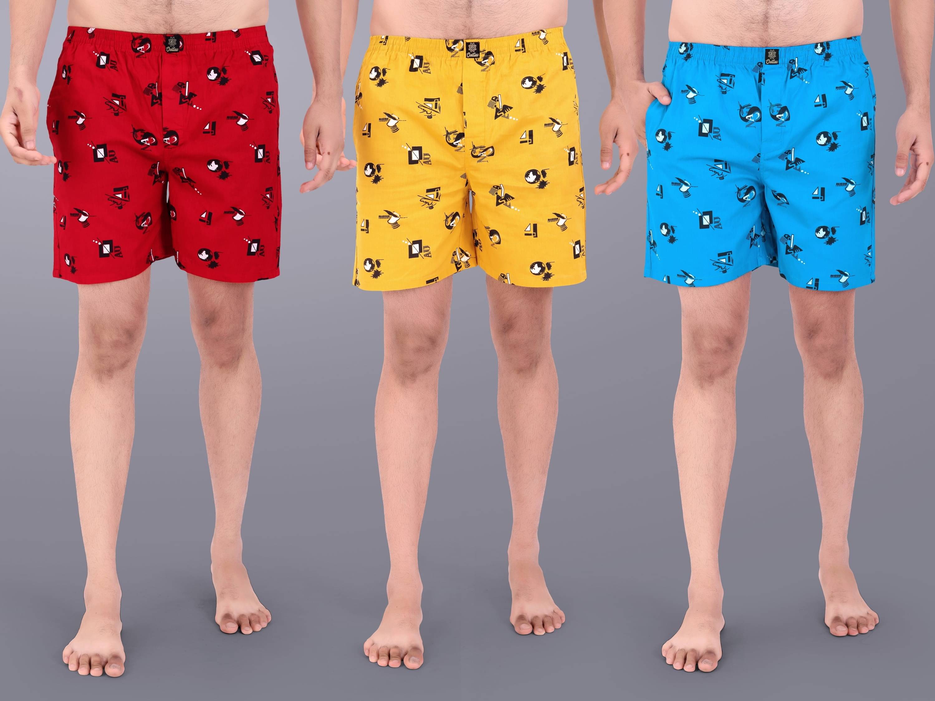     			octa apparel Pack of 3 Cotton Boxers For Men's ( Multicolor )