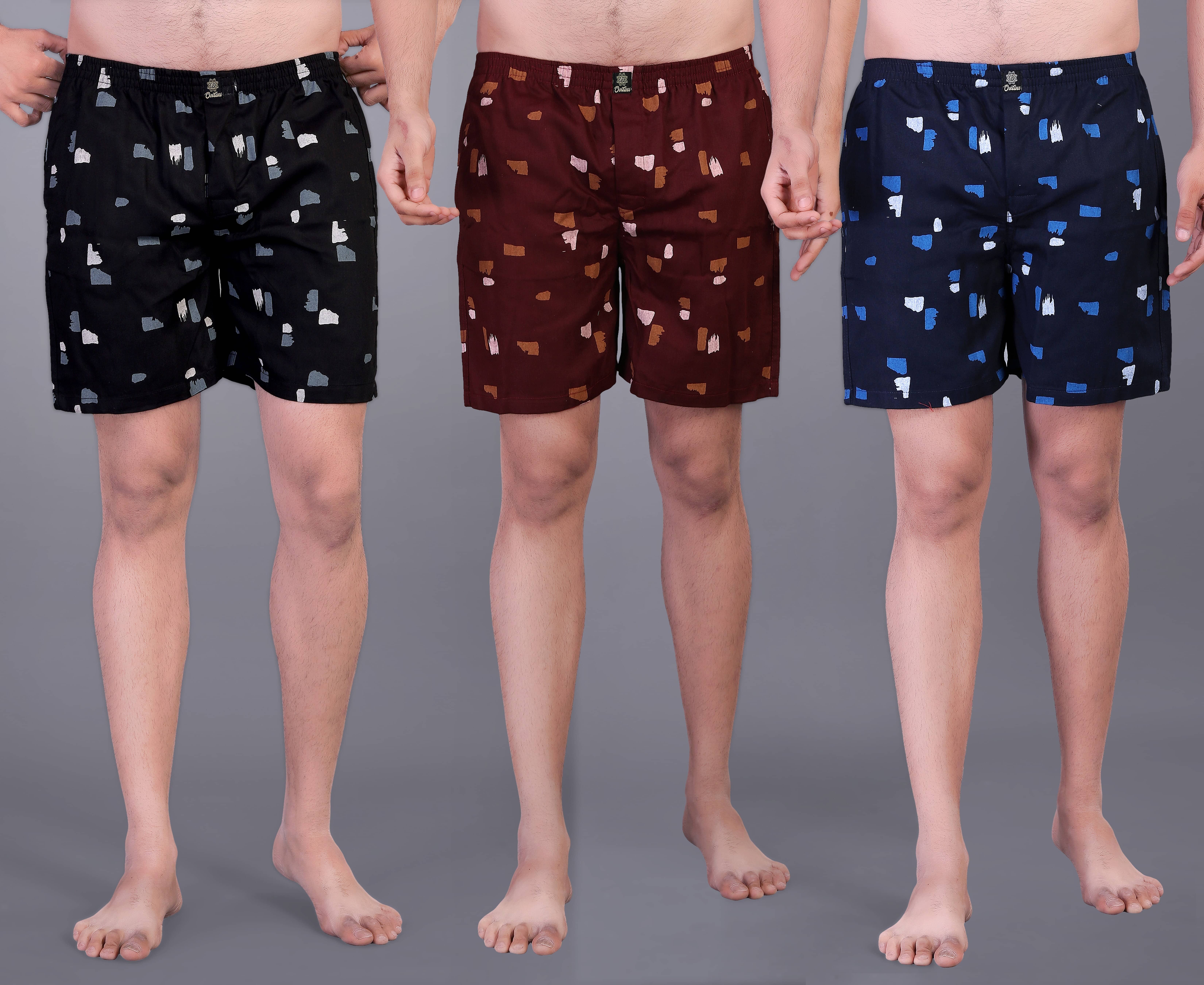 octa apparel Pack of 3 Cotton Boxers For Men's ( Multicolor )