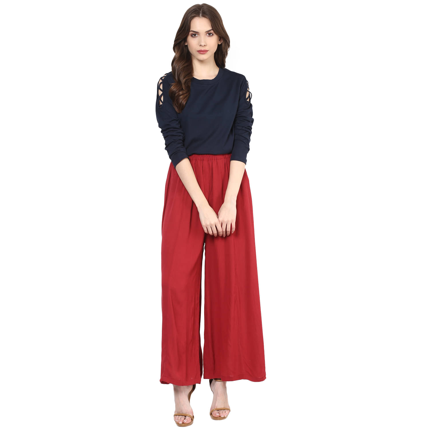 Pannkh - Maroon Rayon Women's Palazzo ( Pack of 1 ) Pannkh - Maroon Rayon Women's Palazzo ( Pack of 1 )