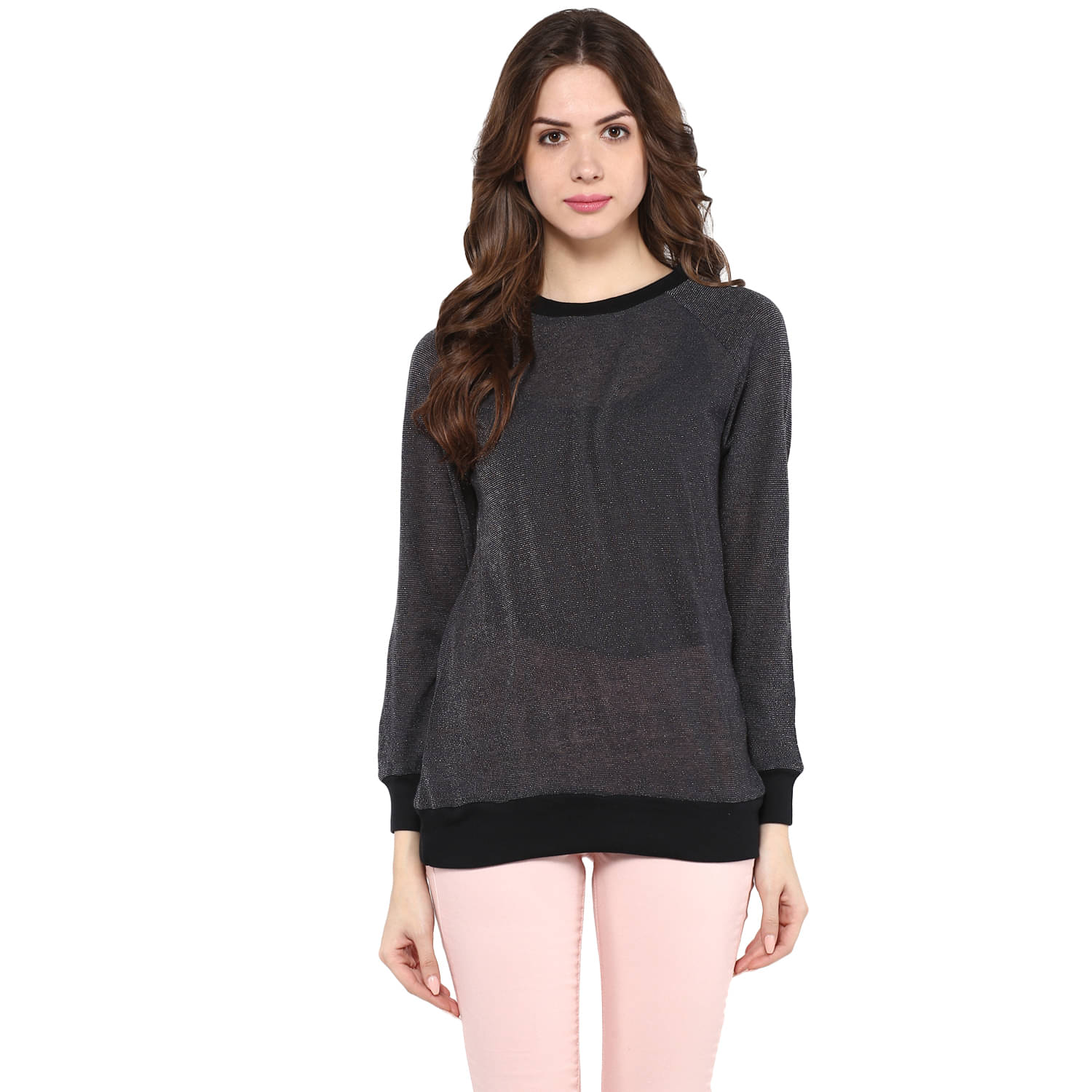     			Pannkh Polyester Women's Non Hooded Sweatshirt ( Black )