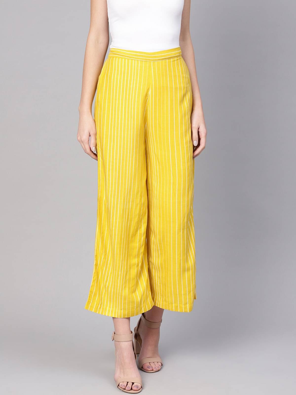     			Pannkh - Yellow Rayon Women's Palazzo ( Pack of 1 )