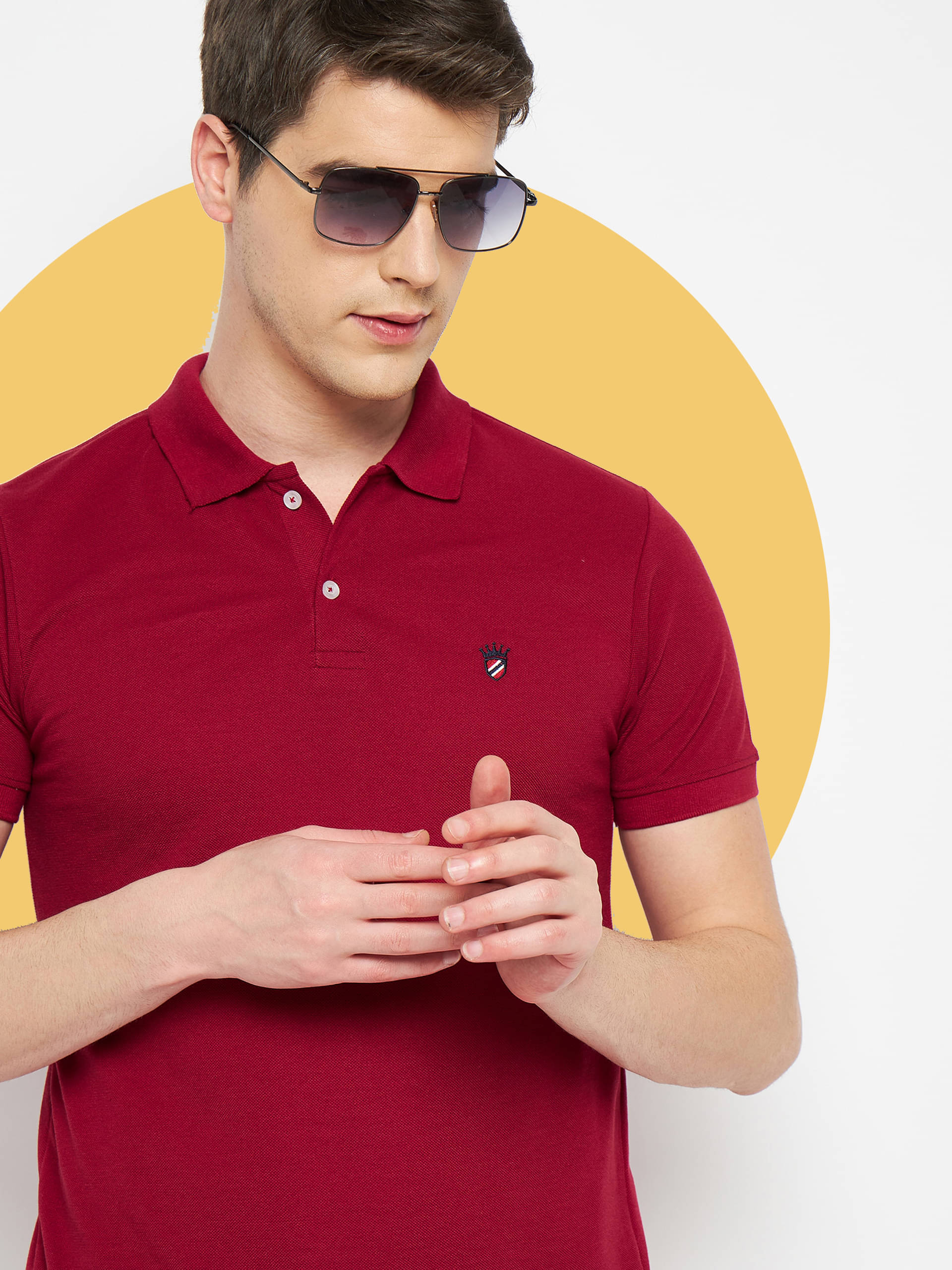     			RELANE Pack of 1 Cotton Blend Regular Fit Solid Half Sleeves Men's Polo T Shirt ( Maroon )