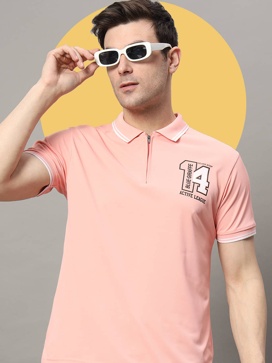     			RELANE Pack of 1 Cotton Blend Regular Fit Solid Half Sleeves Men's Polo T Shirt ( Pink )