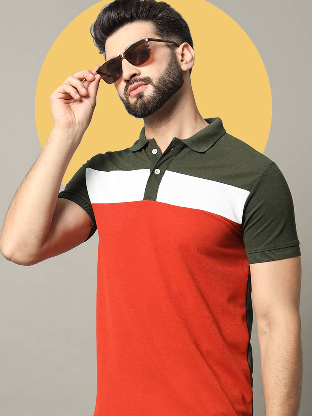 RELANE Pack of 1 Cotton Blend Regular Fit Colorblock Half Sleeves Men's Polo T Shirt ( Rust ) RELANE Pack of 1 Cotton Blend Regular Fit Colorblock Half Sleeves Men's Polo T Shirt ( Rust )