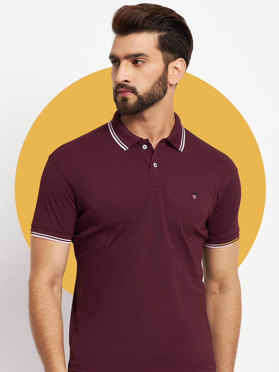     			RELANE Pack of 1 Cotton Blend Regular Fit Solid Half Sleeves Men's Polo T Shirt ( Maroon )
