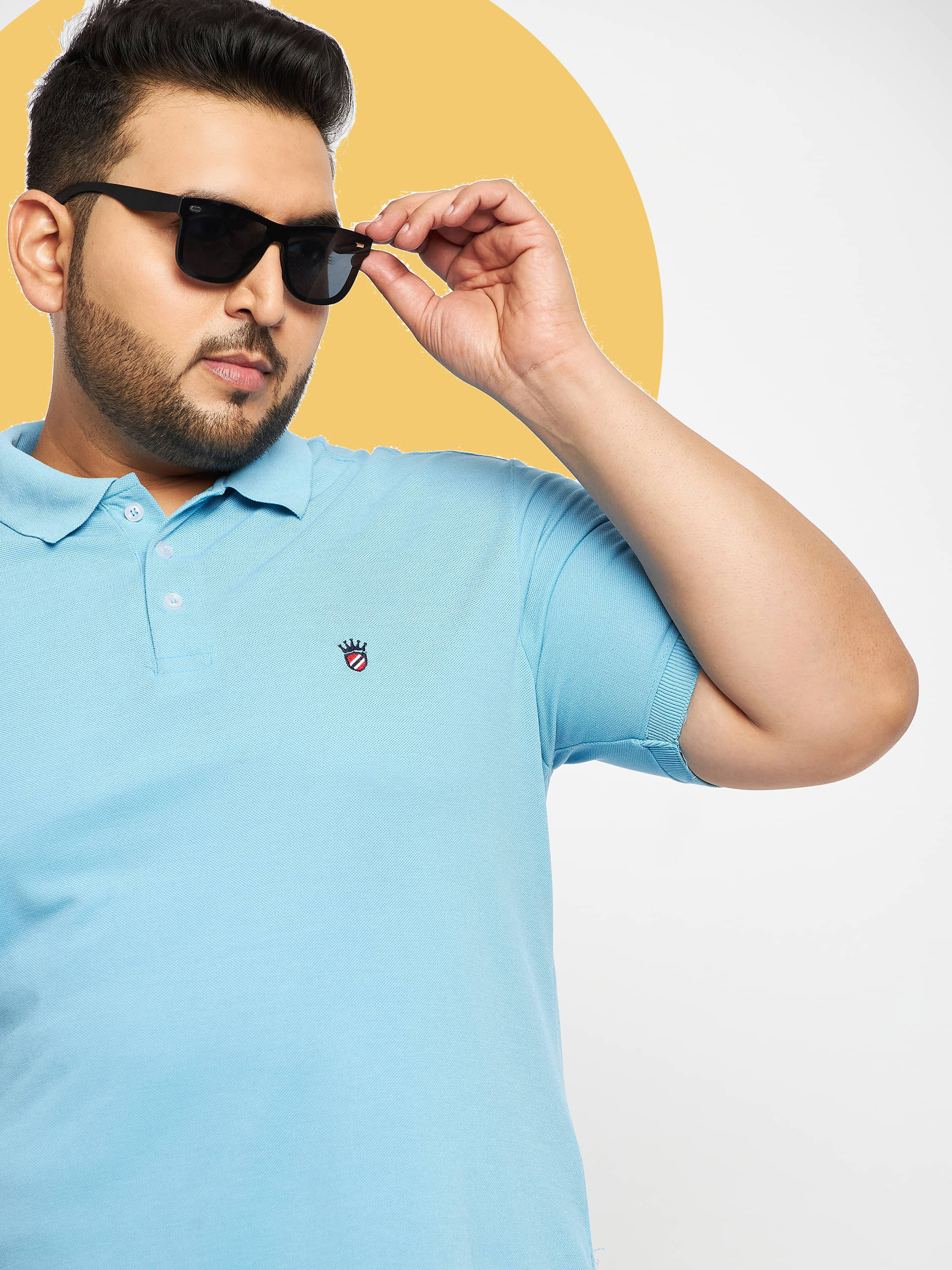 RELANE Pack of 1 Cotton Blend Regular Fit Solid Half Sleeves Men's Polo T Shirt ( Sky Blue ) RELANE Pack of 1 Cotton Blend Regular Fit Solid Half Sleeves Men's Polo T Shirt ( Sky Blue )
