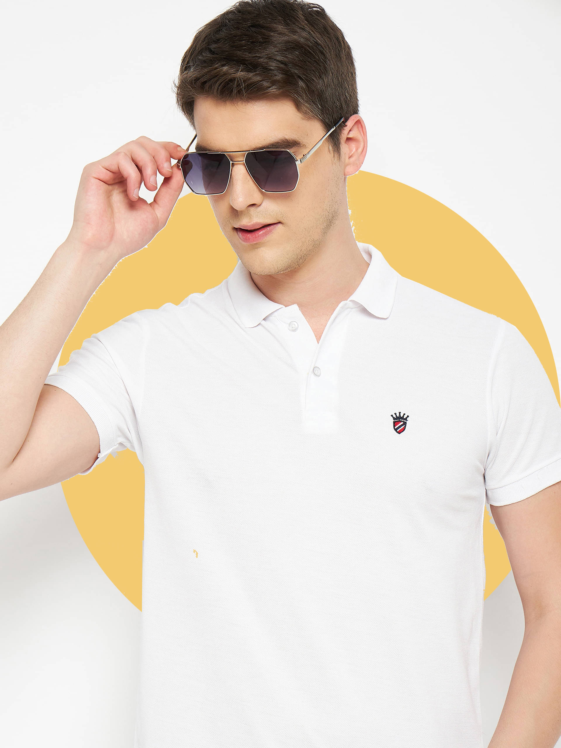     			RELANE Pack of 1 Cotton Blend Regular Fit Solid Half Sleeves Men's Polo T Shirt ( White )