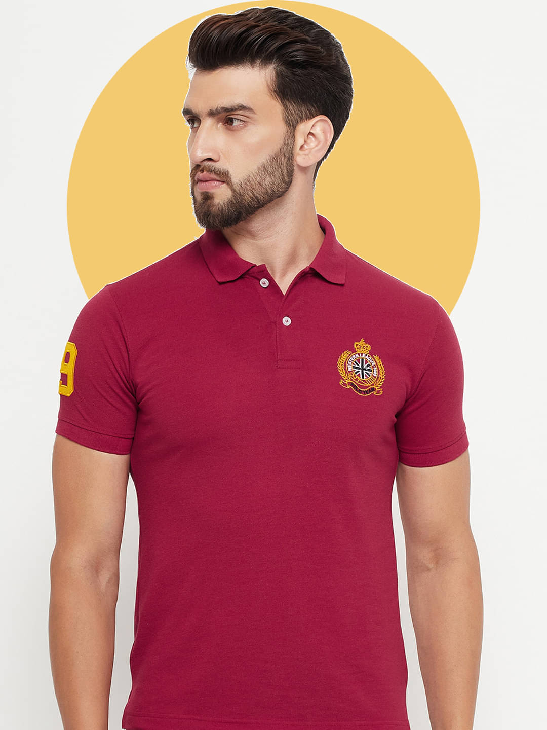     			RELANE Pack of 1 Cotton Blend Regular Fit Solid Half Sleeves Men's Polo T Shirt ( Maroon )
