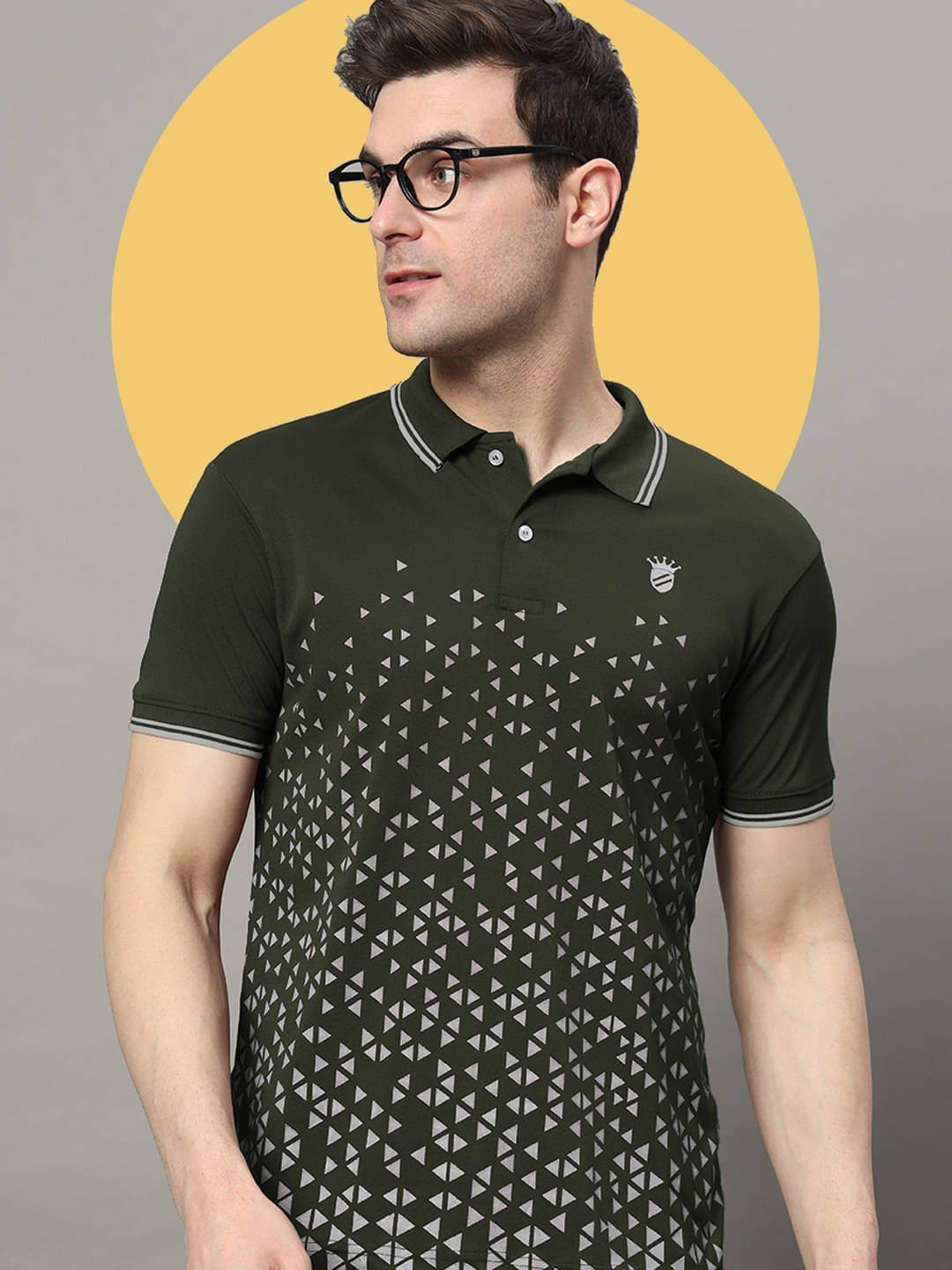 RELANE Pack of 1 Cotton Blend Regular Fit Printed Half Sleeves Men's Polo T Shirt ( Olive Green ) RELANE Pack of 1 Cotton Blend Regular Fit Printed Half Sleeves Men's Polo T Shirt ( Olive Green )