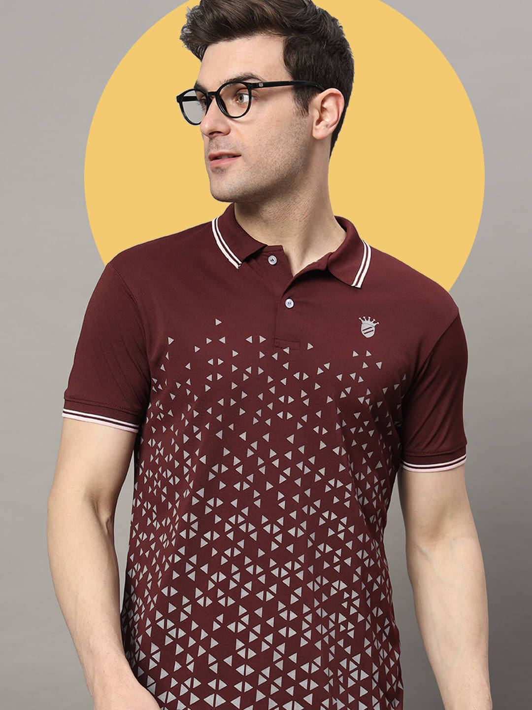 RELANE Pack of 1 Cotton Blend Regular Fit Printed Half Sleeves Men's Polo T Shirt ( Maroon ) RELANE Pack of 1 Cotton Blend Regular Fit Printed Half Sleeves Men's Polo T Shirt ( Maroon )