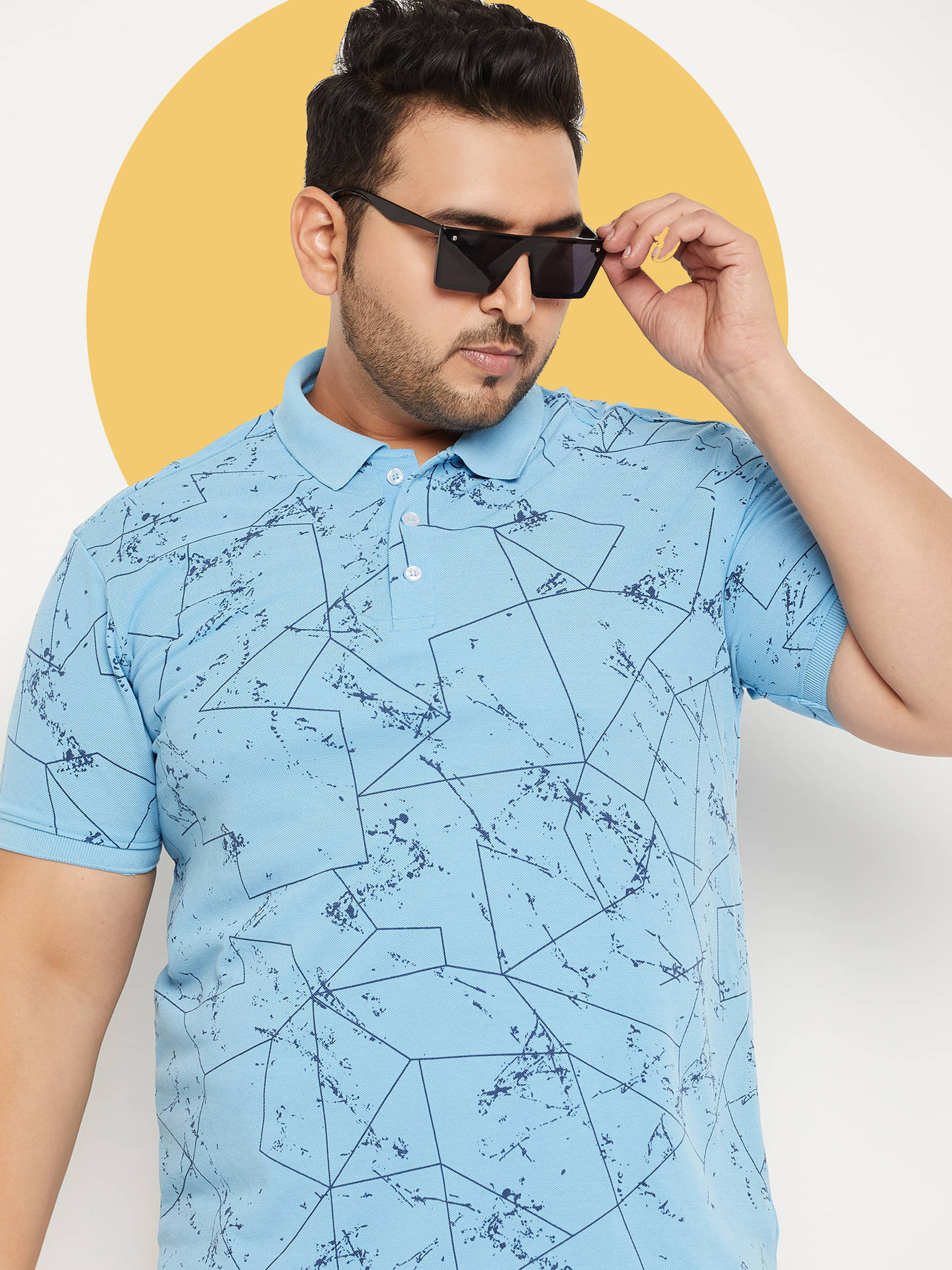 RELANE Pack of 1 Cotton Blend Regular Fit Printed Half Sleeves Men's Polo T Shirt ( Aqua ) RELANE Pack of 1 Cotton Blend Regular Fit Printed Half Sleeves Men's Polo T Shirt ( Aqua )