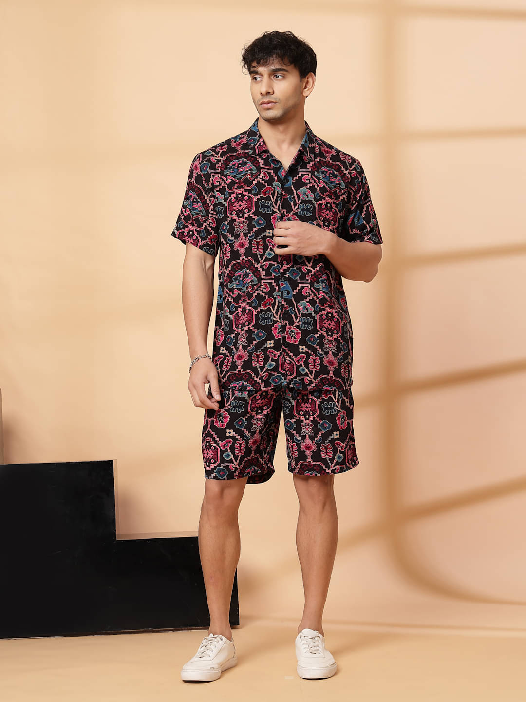     			Rigo Men's Shirt With Shorts Co-Ords Set ( Pack of 1 , Black )