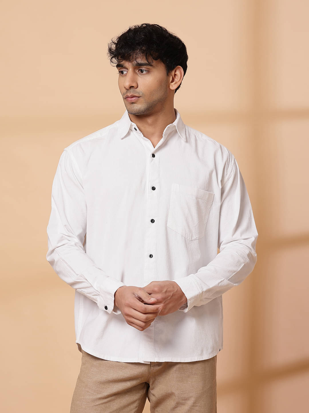     			Rigo Cotton Blend Oversized Fit Solids Full Sleeves Men's Casual Shirt - White ( Pack of 1 )