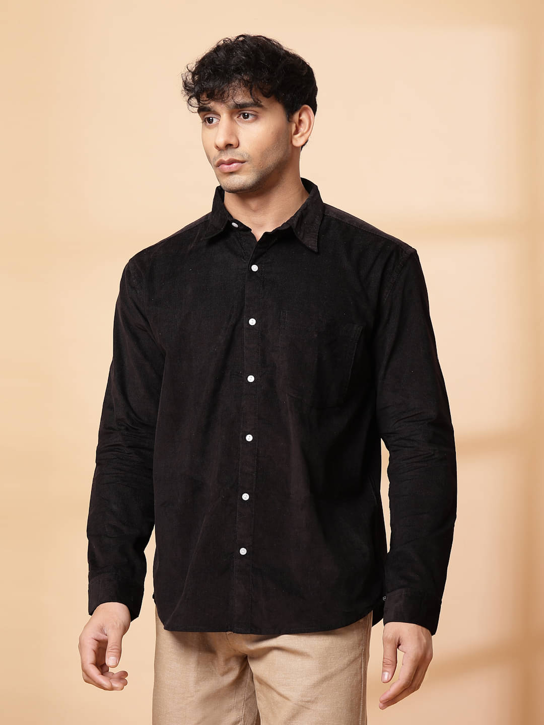     			Rigo Cotton Blend Oversized Fit Solids Full Sleeves Men's Casual Shirt - Black ( Pack of 1 )