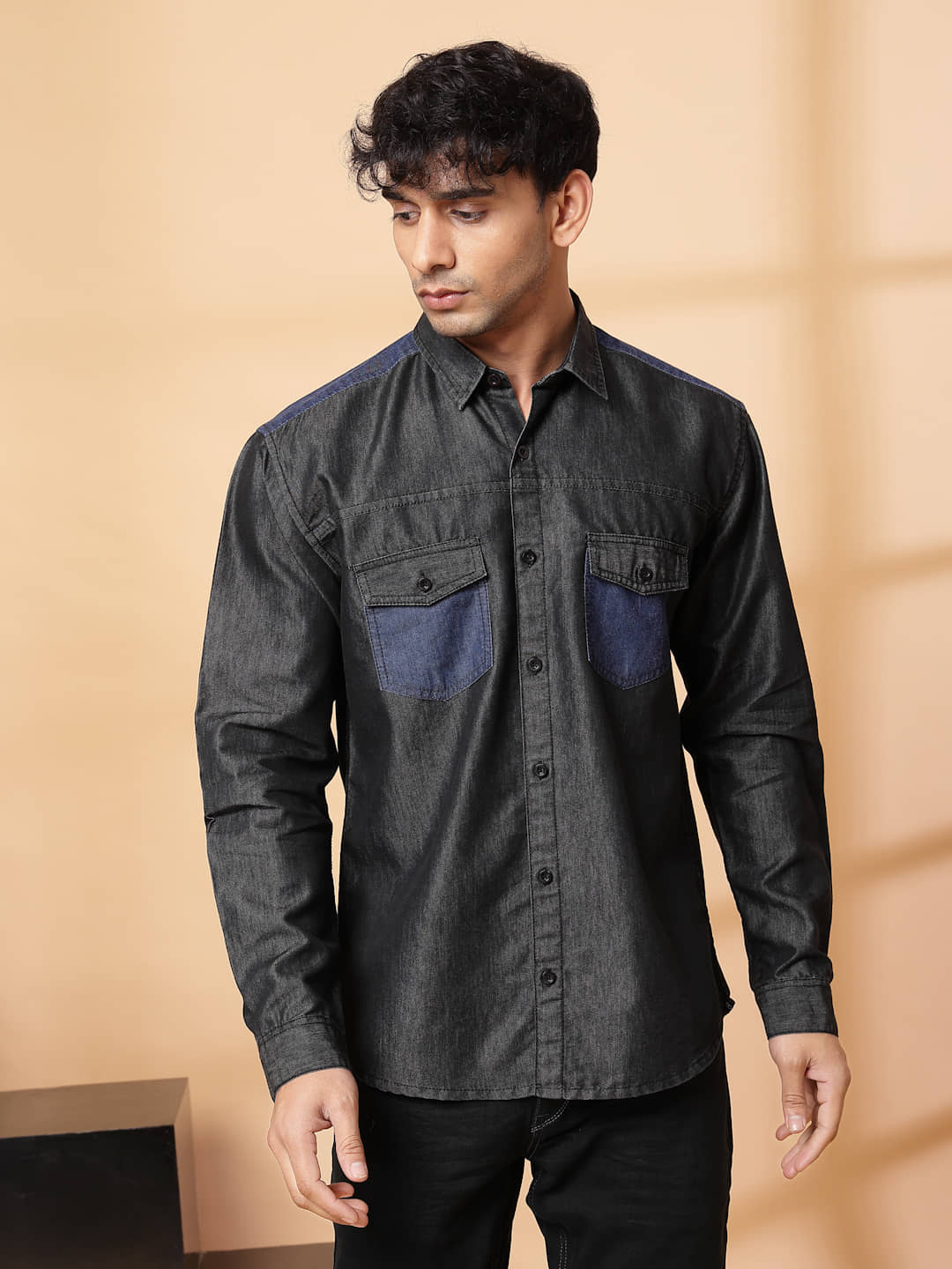Rigo Cotton Blend Regular Fit Solids Full Sleeves Men's Casual Shirt - Blue ( Pack of 1 )