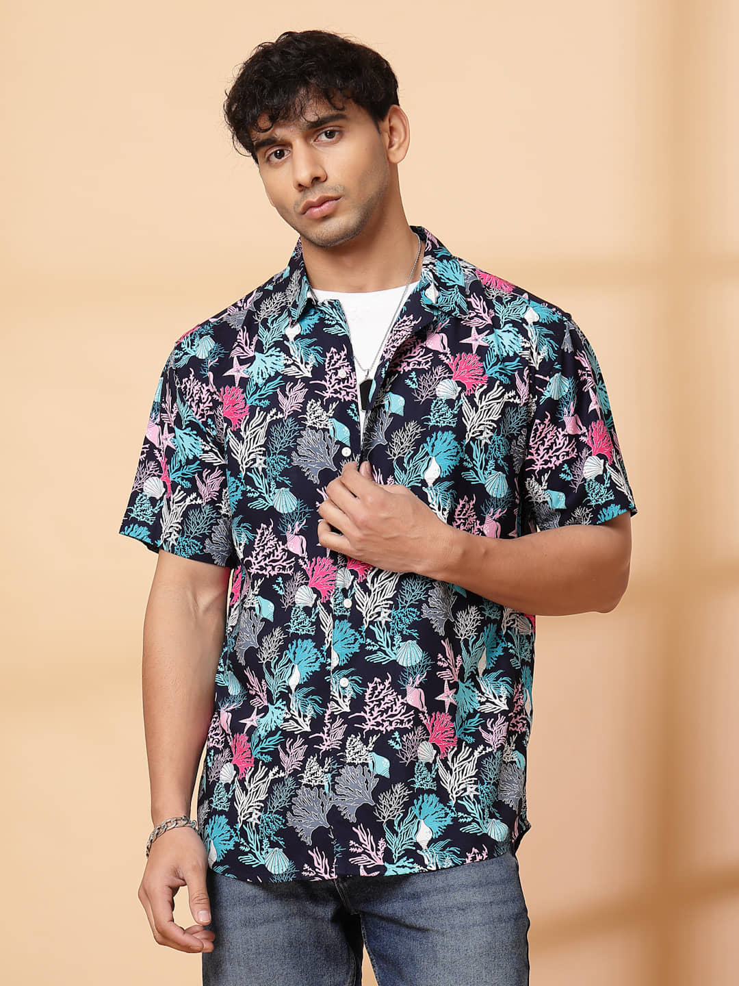 Rigo Rayon Regular Fit Printed Half Sleeves Men's Casual Shirt - Blue ( Pack of 1 )