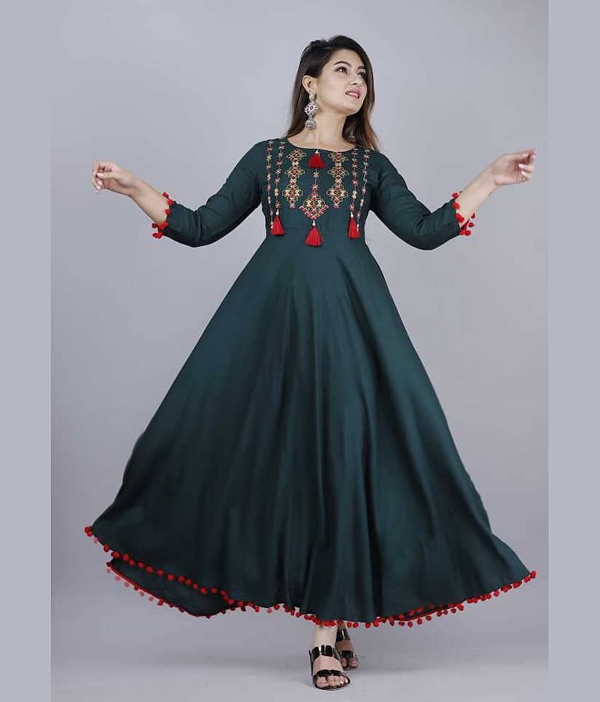 SHREE JEE FABRICS Pack of 1 Rayon Embroidered Anarkali Women's Kurti - ( Blue ) - Kurtis, Tunics | Buy online on ZillyBuy