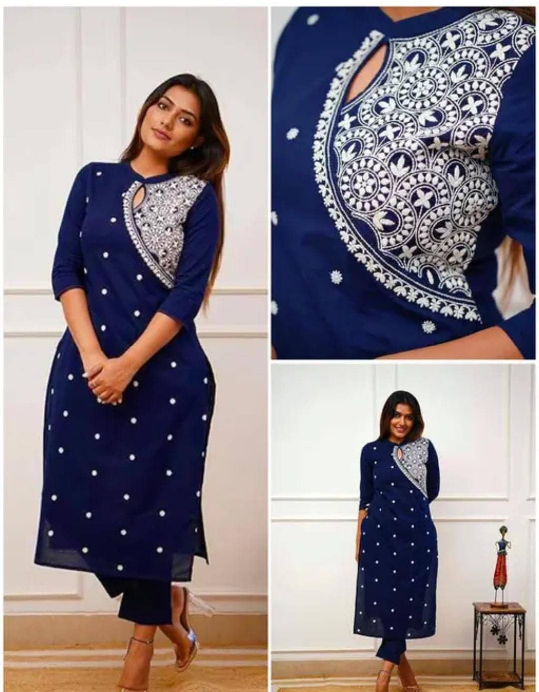SHREE JEE FABRICS Pack of 1 Rayon Embroidered Straight Women's Kurti - ( BLUE ) - Kurtis, Tunics | Buy online on ZillyBuy