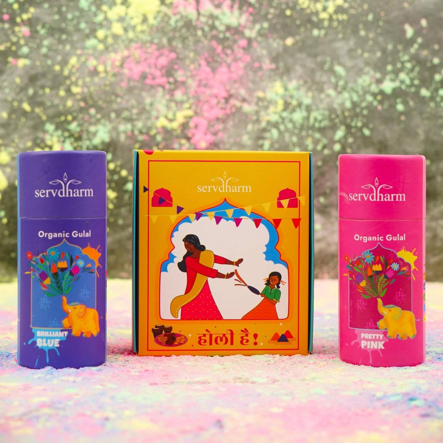     			ServDharm Gulal Holi Color Pink Blue 100 G ( Pack of 2 )
