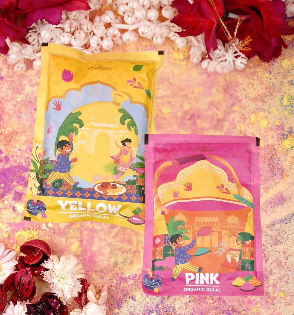     			ServDharm Gulal Yellow & Pink 100 G ( Pack of 2 )