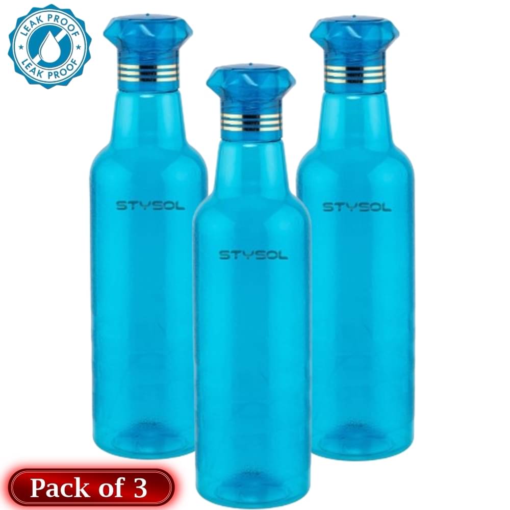     			Stysol Water Bottels Blue Plastic Water Bottle 1000 mL ( Set of 3 )