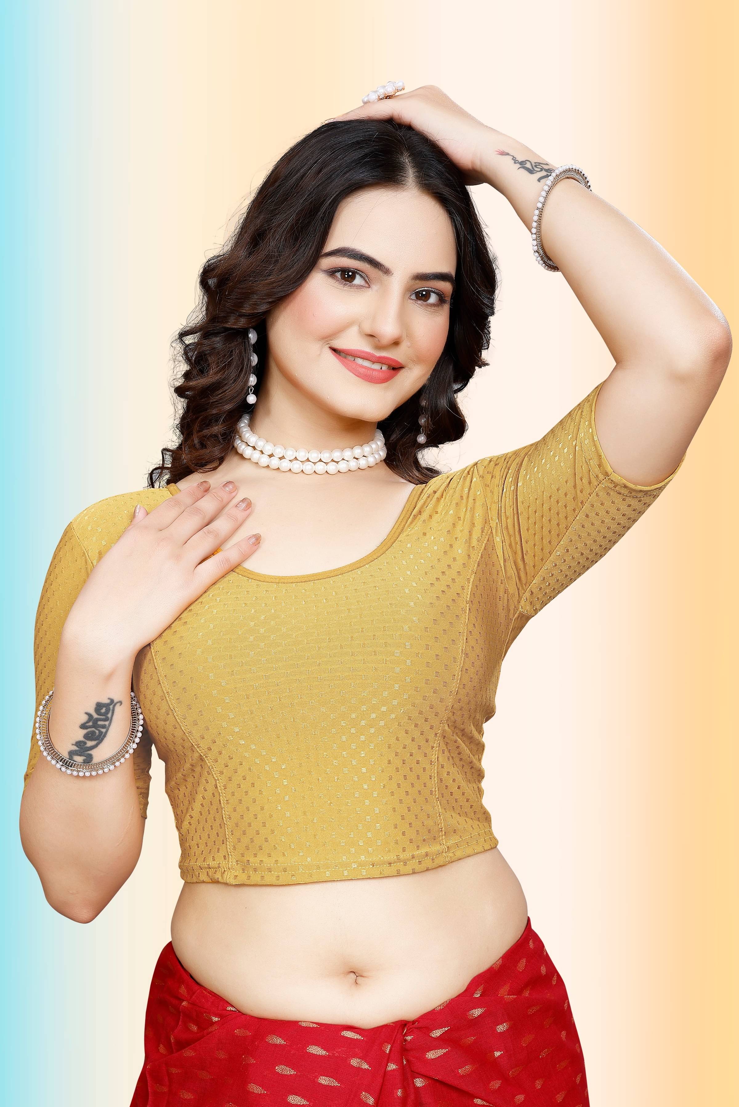     			TANISHM FEB TEX Beige Readymade without Pad Cotton Women's Blouse ( Pack of 1 )