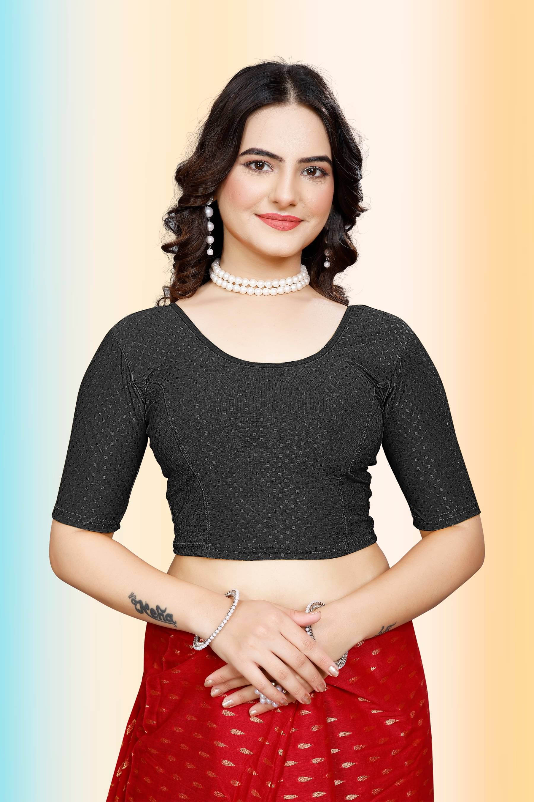     			TANISHM FEB TEX Black Readymade without Pad Cotton Women's Blouse ( Pack of 1 )