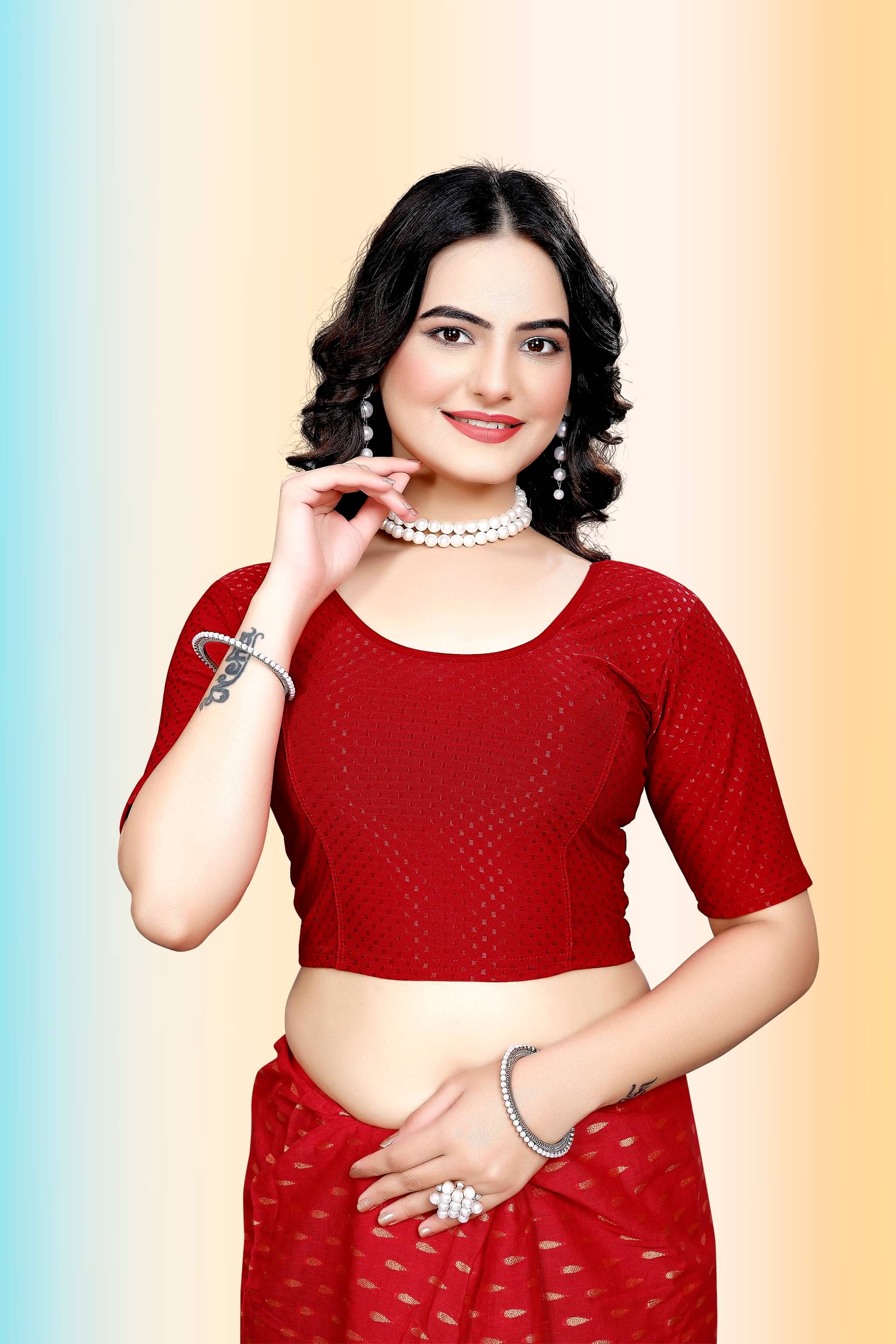     			TANISHM FEB TEX Maroon Readymade without Pad Cotton Women's Blouse ( Pack of 1 )