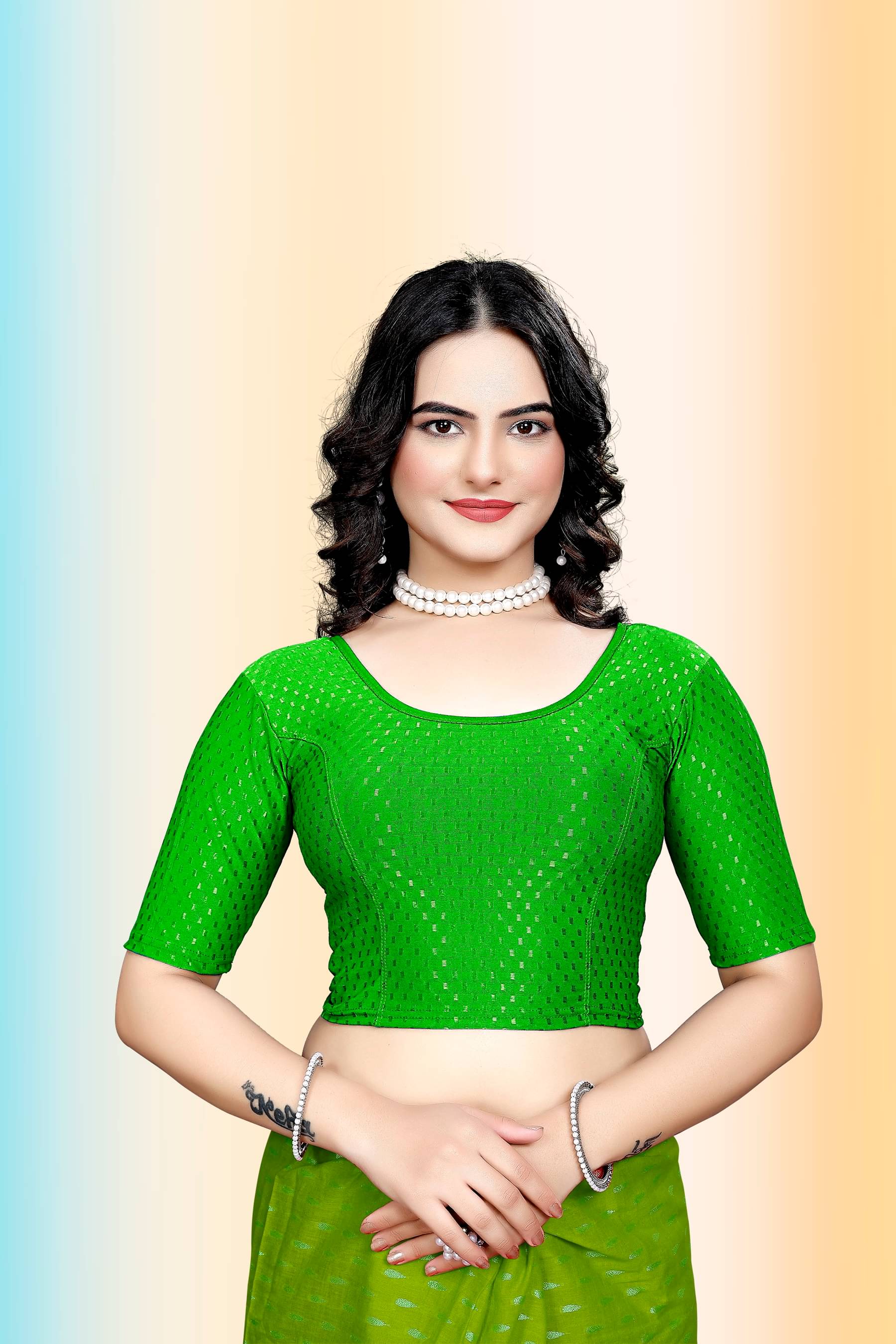     			TANISHM FEB TEX Mint Green Readymade without Pad Cotton Women's Blouse ( Pack of 1 )