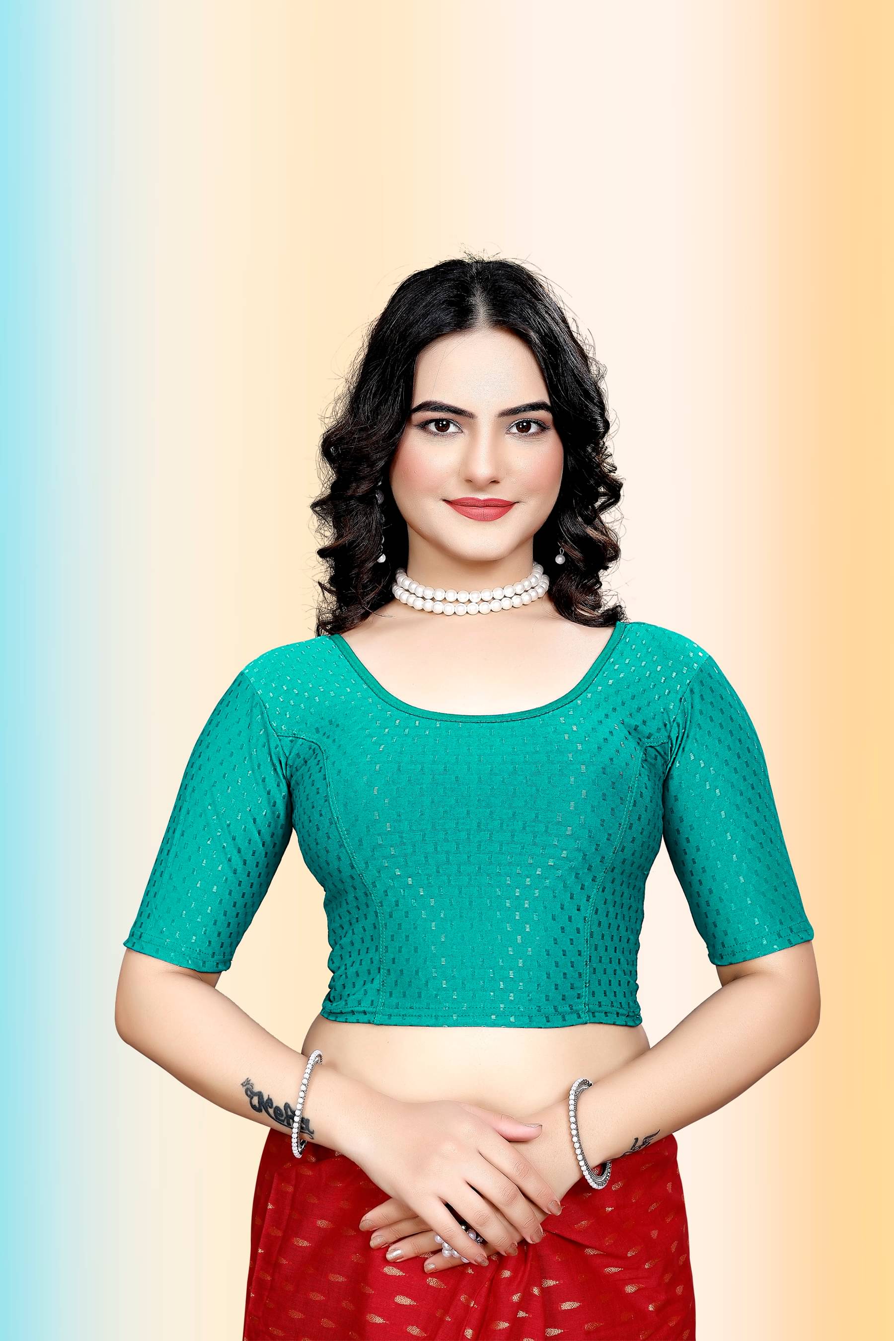     			TANISHM FEB TEX Sea Green Readymade without Pad Cotton Women's Blouse ( Pack of 1 )