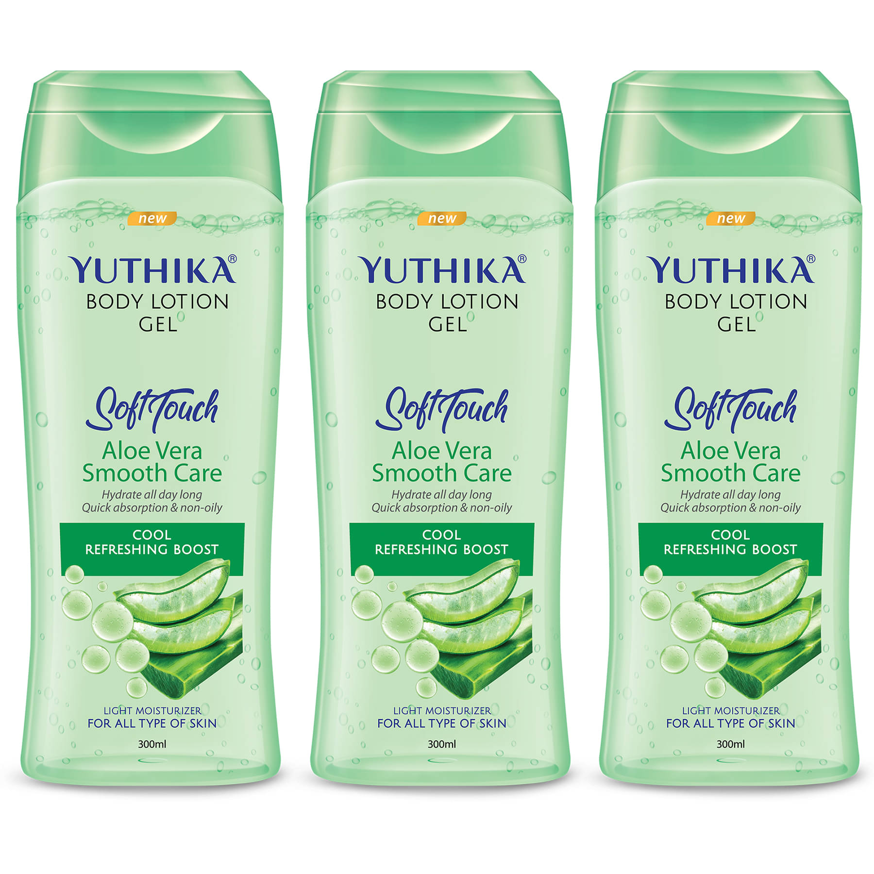 Yuthika Body Lotion Gel Aloe Vera Smooth Care 300ml Pack of 3, Aloe Vera Gel Body Lotion for Summer & Winter Yuthika Body Lotion Gel Aloe Vera Smooth Care 300ml Pack of 3, Aloe Vera Gel Body Lotion for Summer & Winter