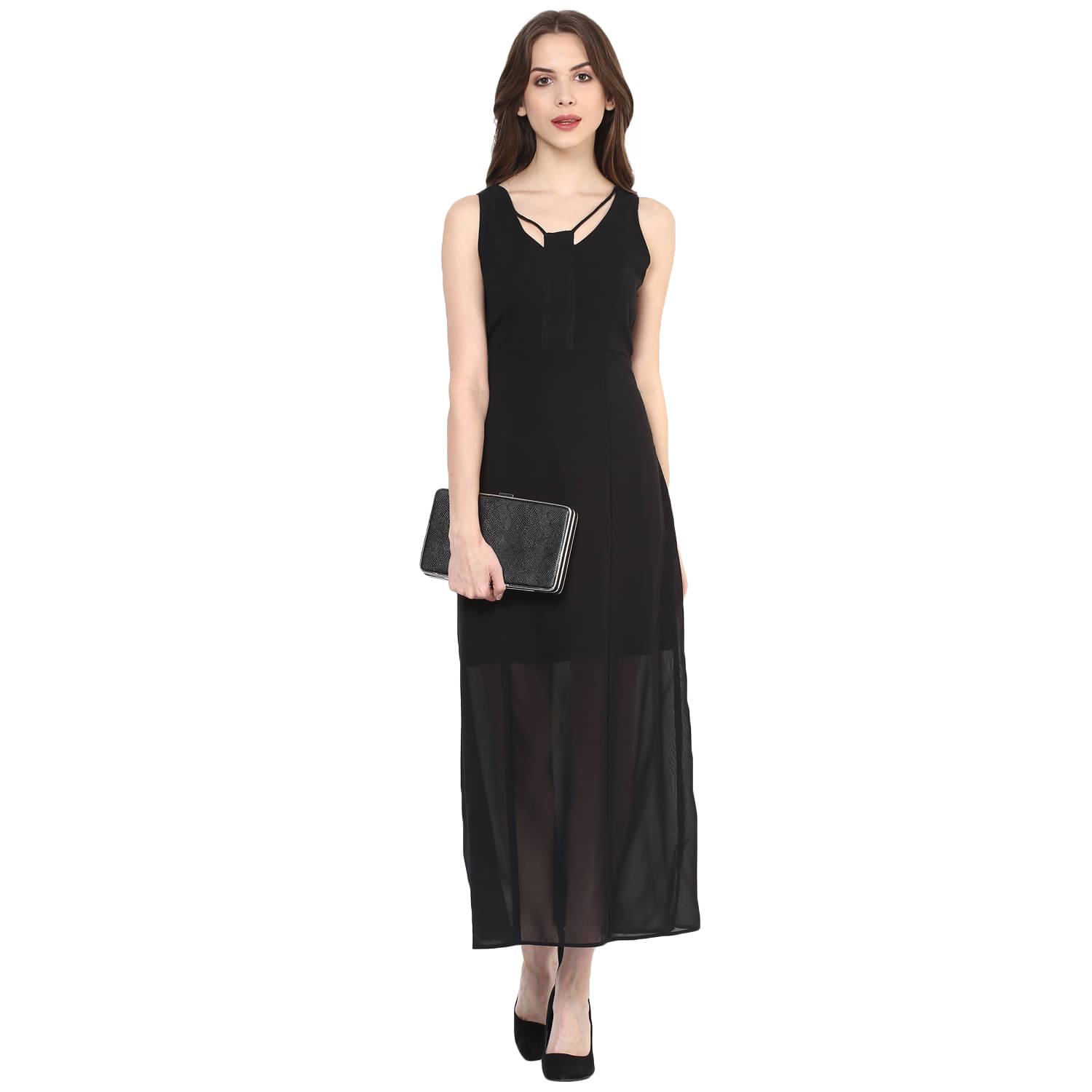     			Zima Leto Women Polyester Solid Fit & Flare Dress ( Black )