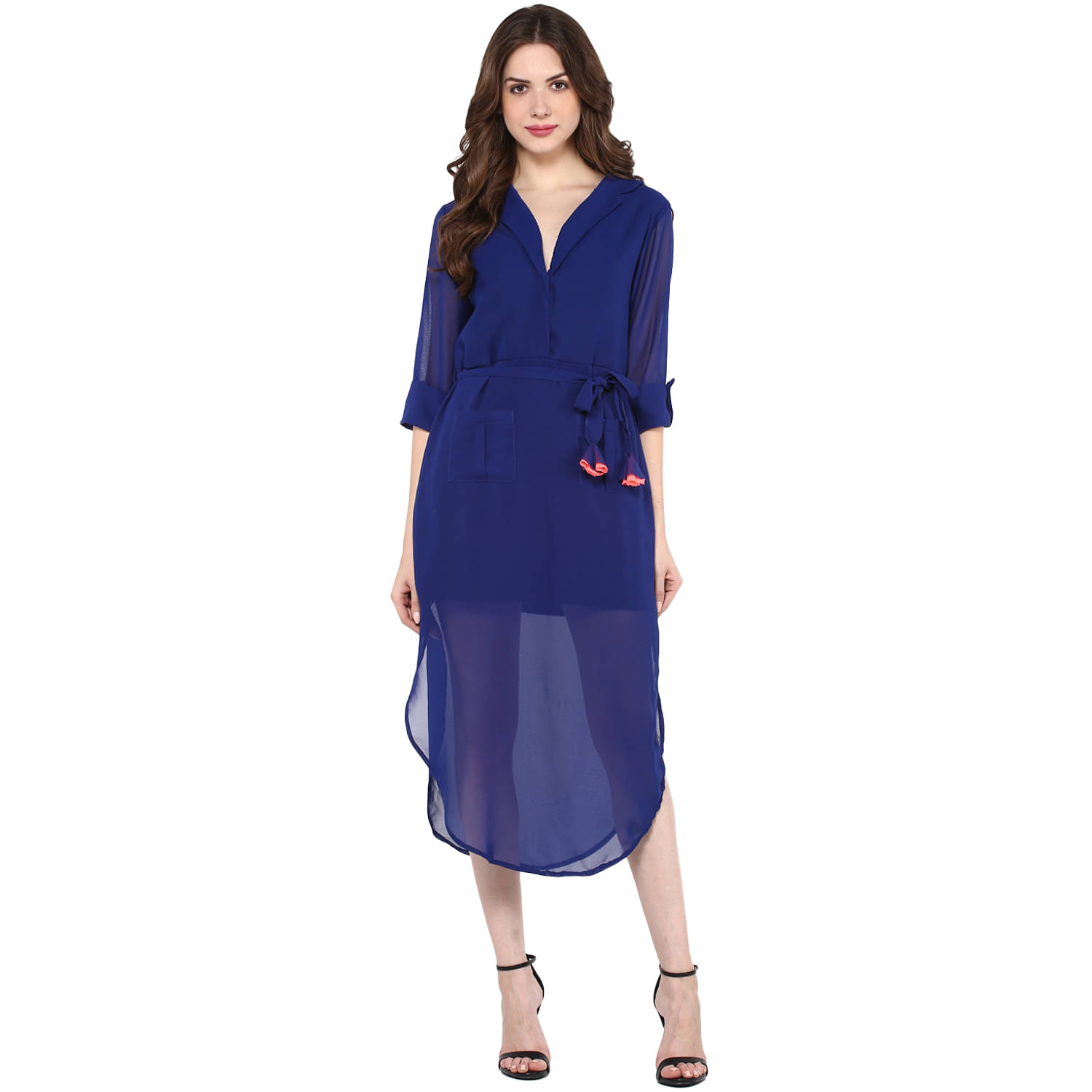     			Zima Leto Polyester Solid Knee Length Women's Fit & Flare Dress - Blue ( Pack of 1 )