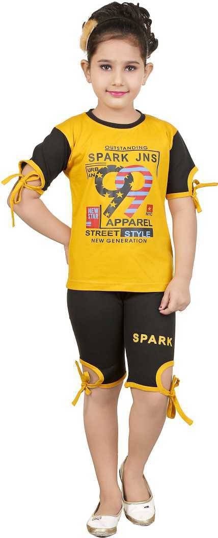     			hrr Pack of 1 Girls Cotton Blend T-shirt & Shorts ( Gold )