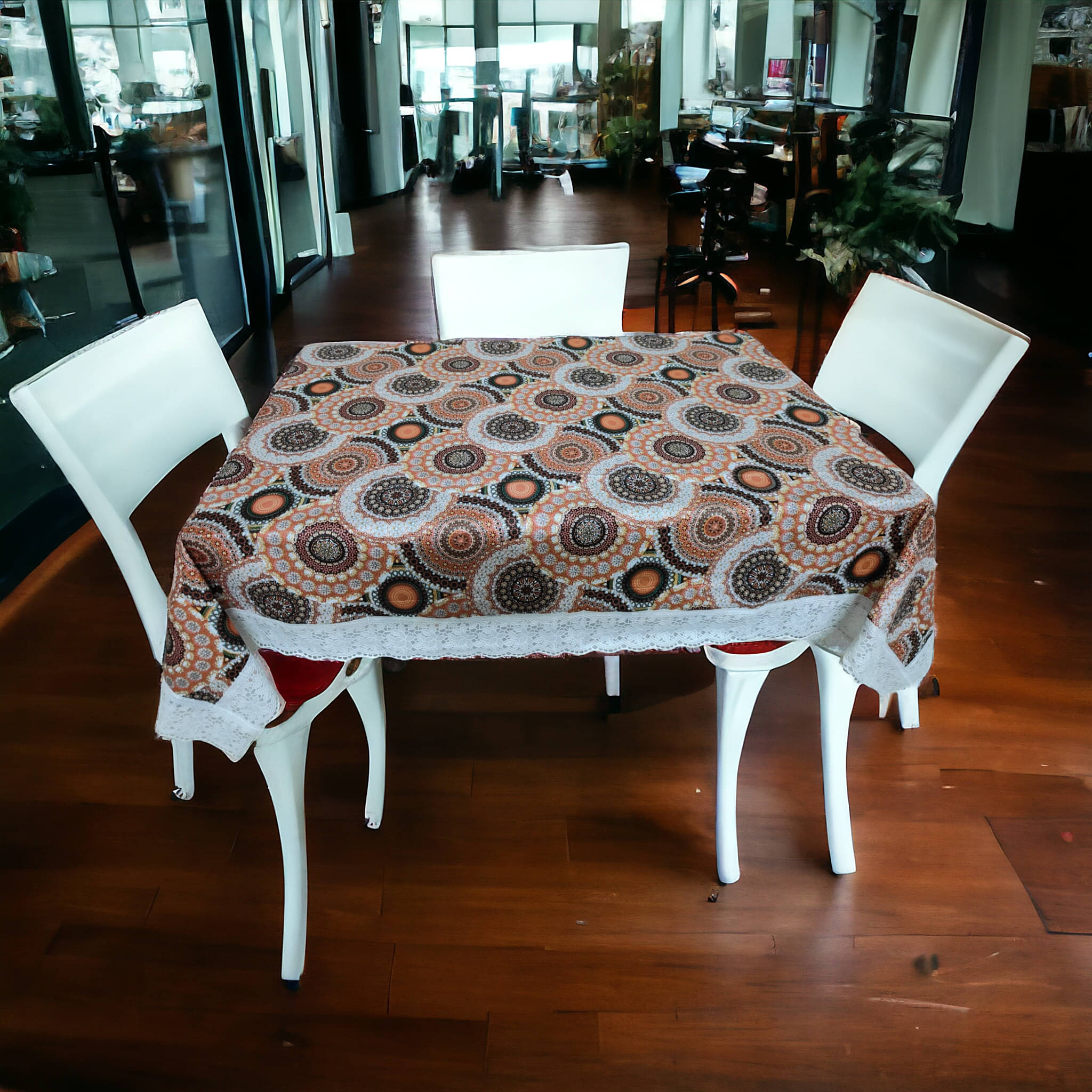 mopak decor Embroidered Polyester 4 Seater Square Table Cover ( 152 x 102 ) cm Pack of 1 Orange mopak decor Embroidered Polyester 4 Seater Square Table Cover ( 152 x 102 ) cm Pack of 1 Orange